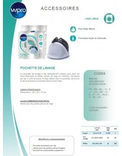 Pochette de lavage pour lave-linge Whirlpool - Wpro pas cher d'origine