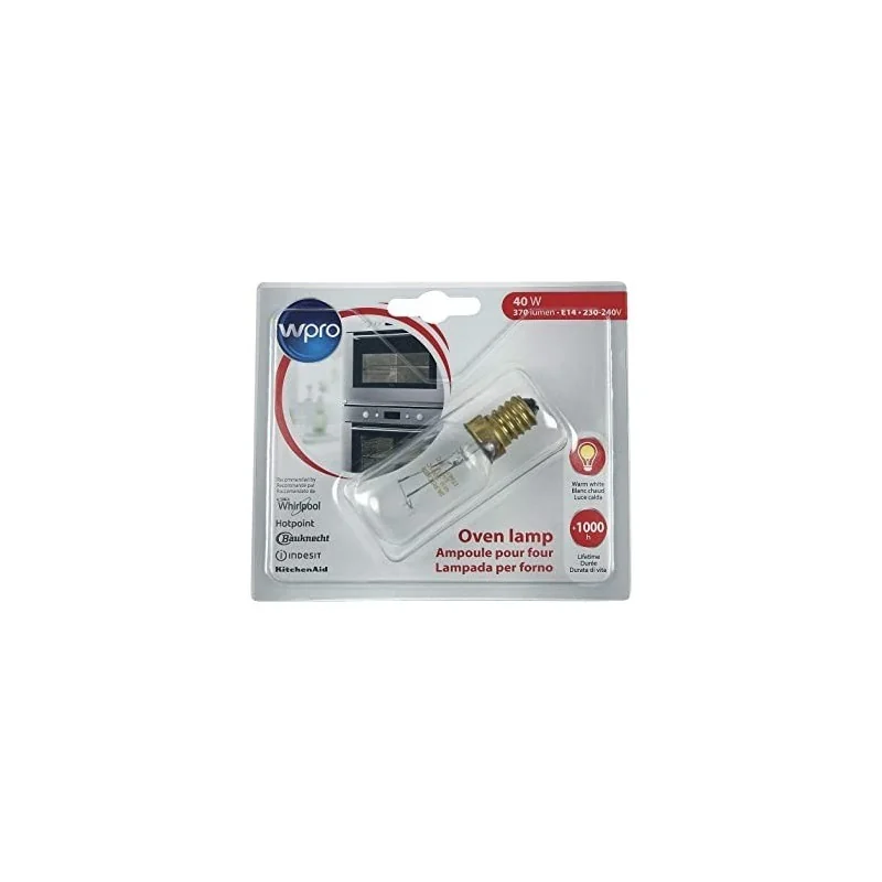 Lampe de four - 40W-230V-E14 / 300°C Whirlpool 481213488001 - C00863214 (Pièce d'origine) Lampe de four - 40W-230V-E14 / 300°C Whirlpool 481213488001 - C00863214 (Pièce d'origine)