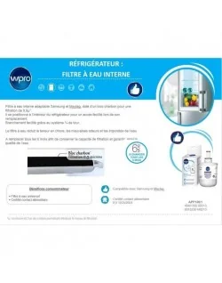 Cartouche Filtre à eau pour réfrigérateur WPRO SAMSUNG (pièce adaptable)