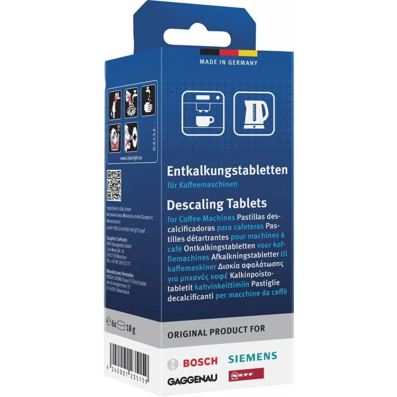 Pastilles détartrantes pour vos appareils Bosch Siemens (recommandé constructeur) Bosch