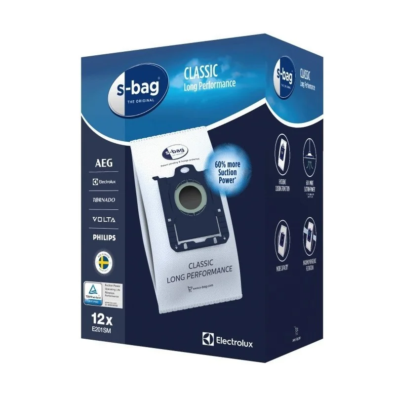 Sacs aspirateurs x 12 s-bag® classic - E201SM Electrolux - AEG 9001684811 (Pièce d'origine) Sacs aspirateurs x 12 s-bag® classic - E201SM Electrolux - AEG 9001684811 (Pièce d'origine)